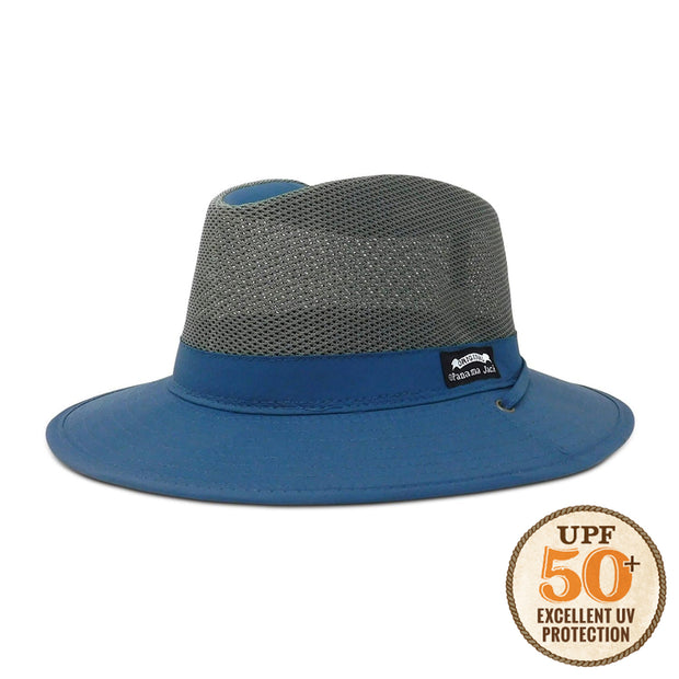 Panama Jack Nylon Mesh Safari Hat - Lightweight, UPF (SPF) 50+ Sun Protection, 2 1/2 Big Brim, Chin Strap (Charcoal, Large)