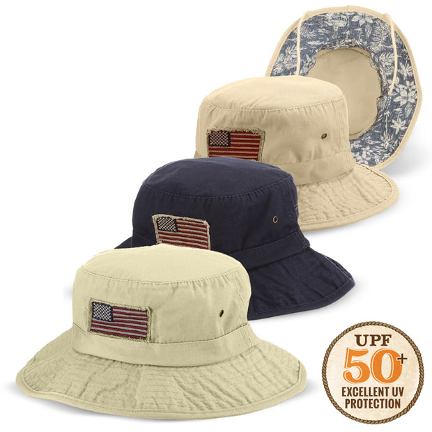 USA Flag UPF 50+ Sun Protection Boonie Bucket Hat – Panama Jack®