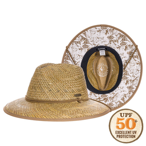 Floral Underbrim Deluxe Rush Straw Lifeguard Hat