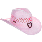 Kids Packable Handwoven Straw Western Sun Hat