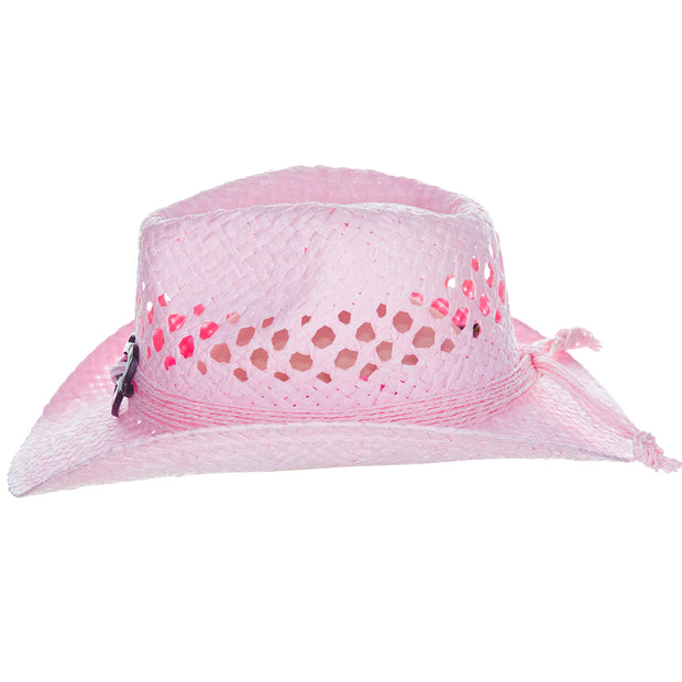 Kids Packable Handwoven Straw Western Sun Hat