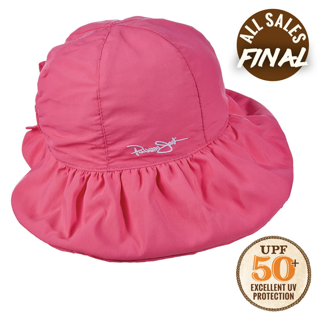 Panama Jack Kids Sun Hat - Lightweight, Packable, UPF (SPF) 50+ Sun Protection, 2 1/2 Wide Brim with Chin Strap (Fuchsia)