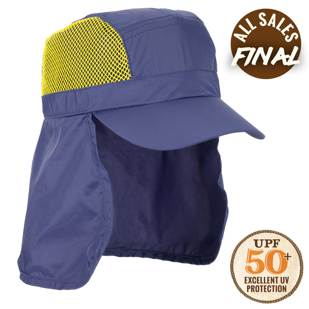 Panama Jack Kids Beach Hat - Nylon & Mesh, Sun Shield Neck Flap, Adjustable Closure (Coral)