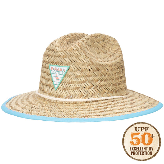 Kids Flamingo Underbrim Straw Lifeguard Sun Protection Hat – Panama Jack®
