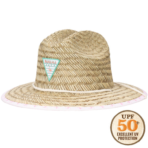 Kids Flamingo Underbrim Straw Lifeguard Sun Protection Hat