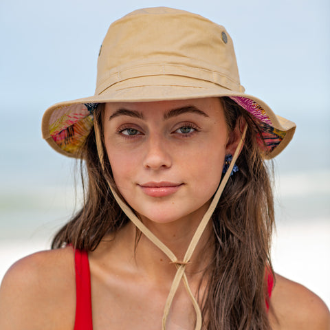 Multi-Color Palm Underbrim Bucket Sun Hat