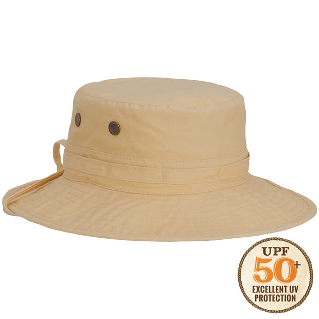 Panama Jack Women's Bucket Hat - Palm Print Underbrim, Packable, Adjustable, UPF (SPF) 50+ UVA/UVB Sun Protection, 3 Brim (Khaki)