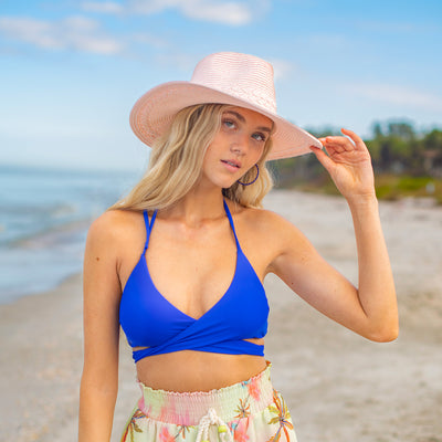 Pudcoco Ladies Summer Sun Hats Women Panama Straw Beach Hats Foldable Wide Brim Floppy Other