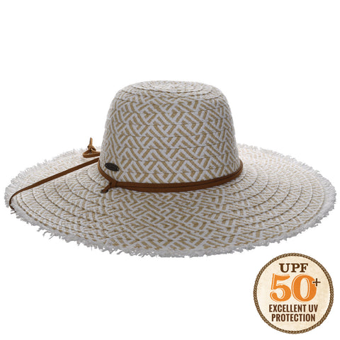 Round Crown Frayed Brim Straw Sun Hat