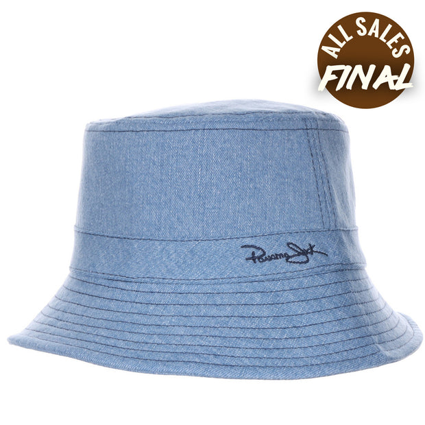 Panama Jack Denim Bucket Sun Hat - 2 1/2 Shapeable Brim (Dark Denim)