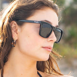 Dunes | Premium Polarized Shiny Black Square Sunglasses