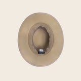 Beige straw Panama Jack hat on a beige background