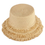 Panama Jack Beige straw hat with frayed edge on a white background