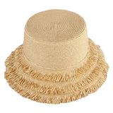 Panama Jack Beige straw hat with frayed edge on a white background