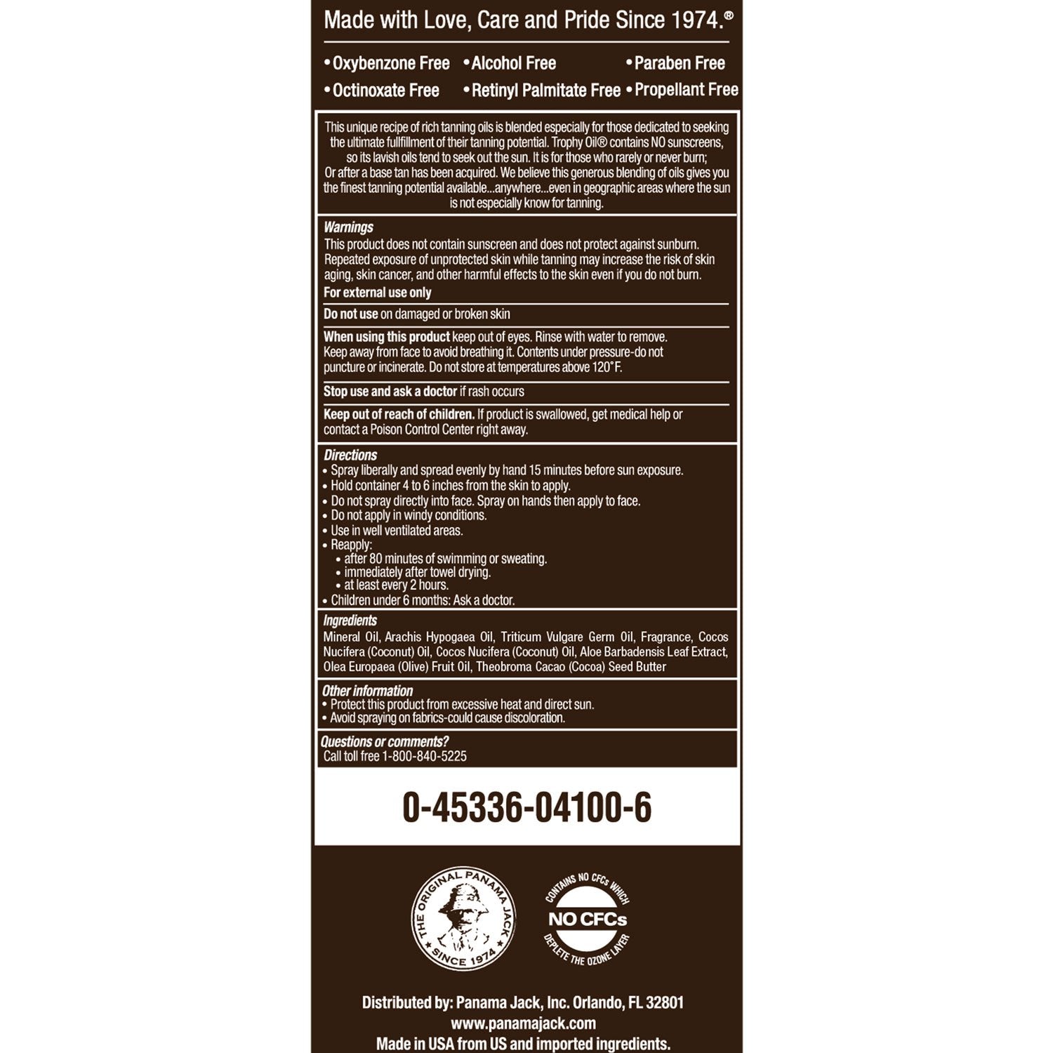 Panama Jack Product label with text and branding on a white background