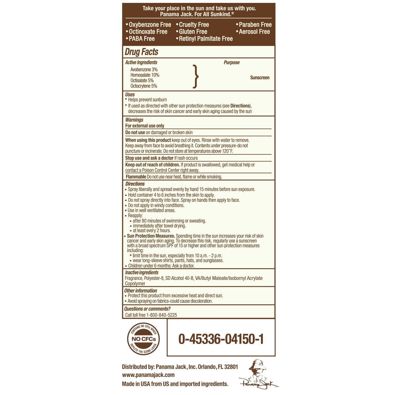 Panama Jack Product label with text and branding on a white background
