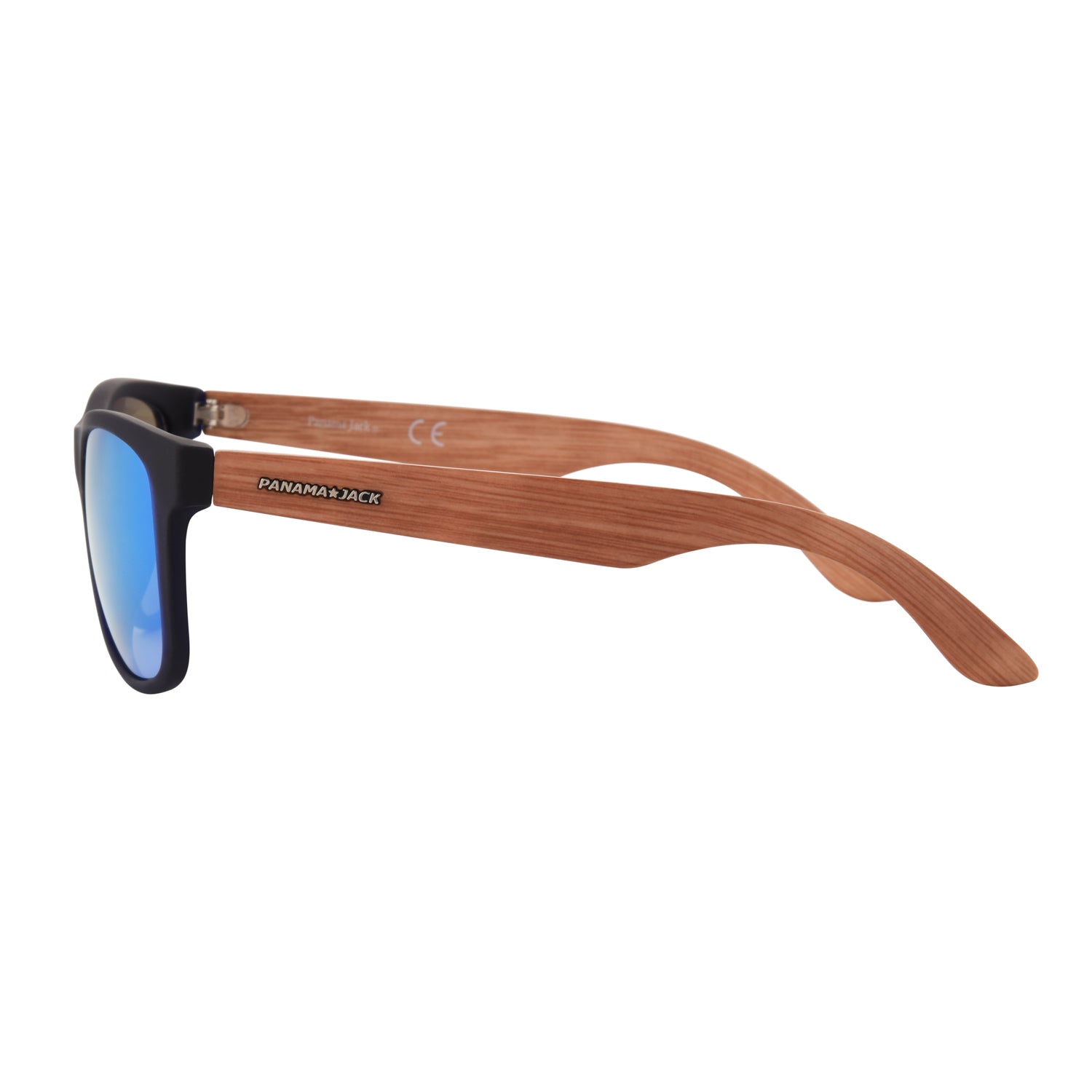 Blue Rubberized Wood Print Sunglasses with Mirror Lens