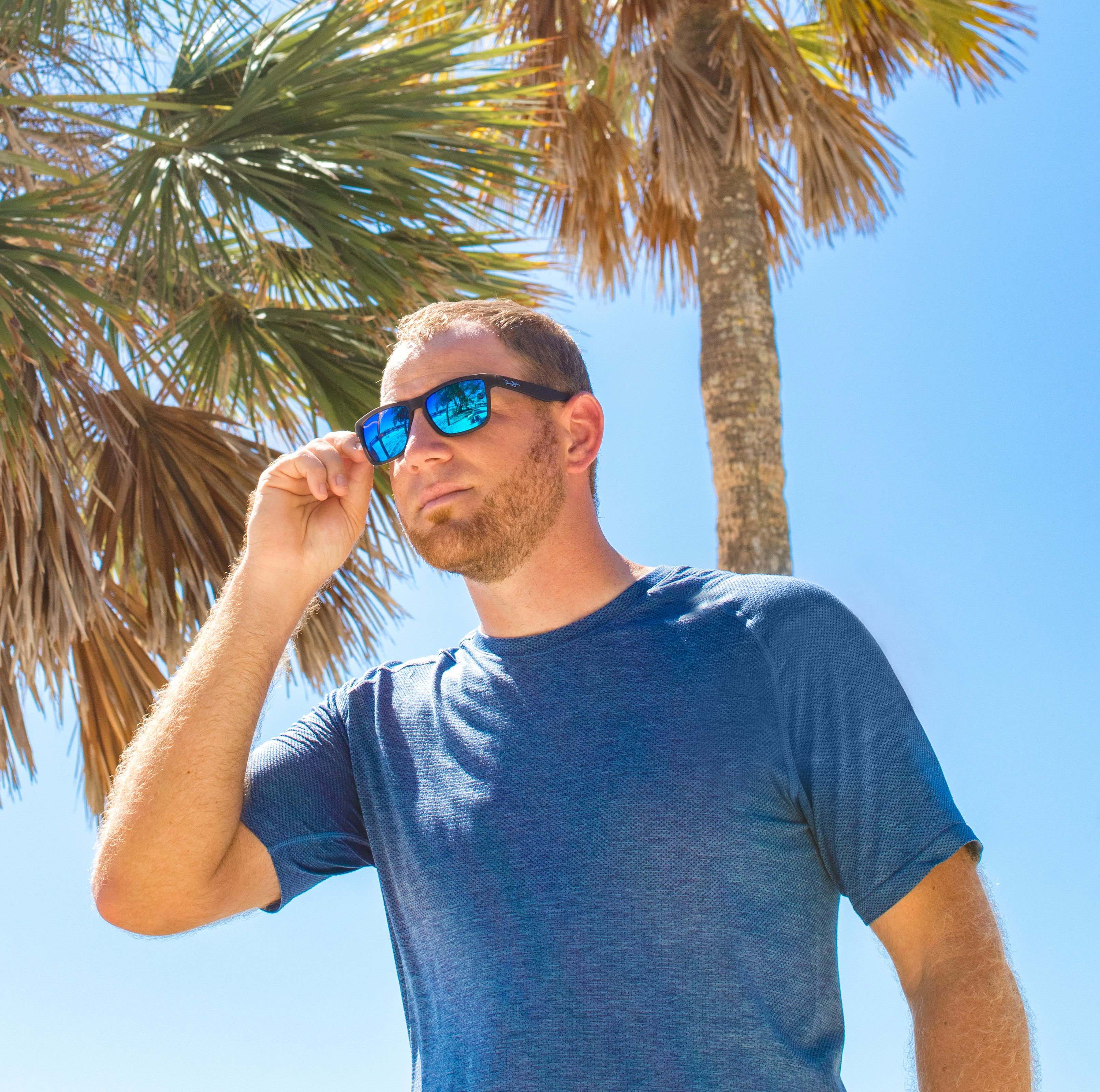 Men Blue Mirror Sunglasses Polarized Sunglasses Best Mirrored