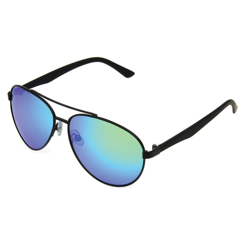 Polarized Satin Black Metal Aviator Sunglasses