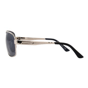 Silver Metal Smoke Mirror Aviator Sunglasses