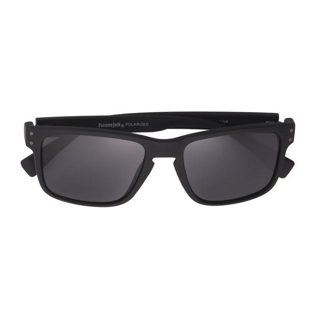 Panama Jack Polarized Matte Black Classic Sunglasses, 100% UVA-UVB Lens Protection, Scratch & Impact Resistant