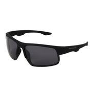Polarized Matte Black Smoke Wrap Sunglasses