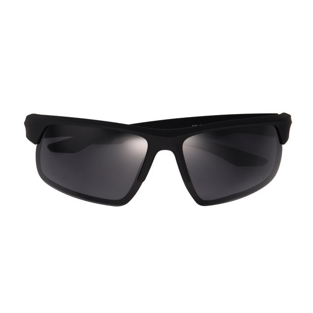Polarized Matte Black Smoke Wrap Sunglasses