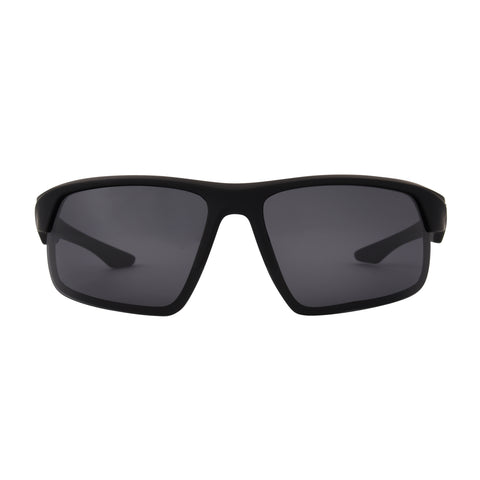 Polarized Matte Black Smoke Wrap Sunglasses