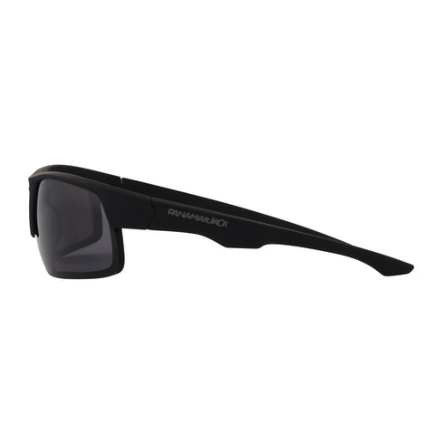 Polarized Matte Black Smoke Wrap Sunglasses