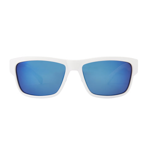 Polarized White Rectangle Sunglasses w/ Navy Cord