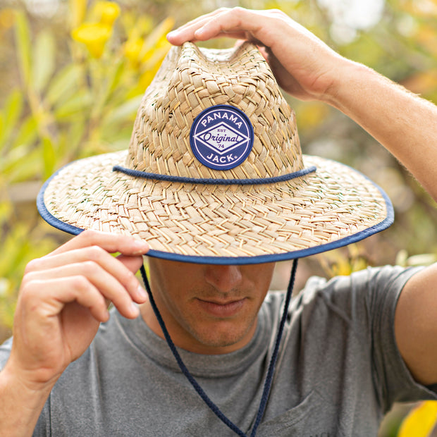 Panama Jack Straw Sun Hat - Lifeguard, Covered Underbrim, Sun Protection (Small/Medium)