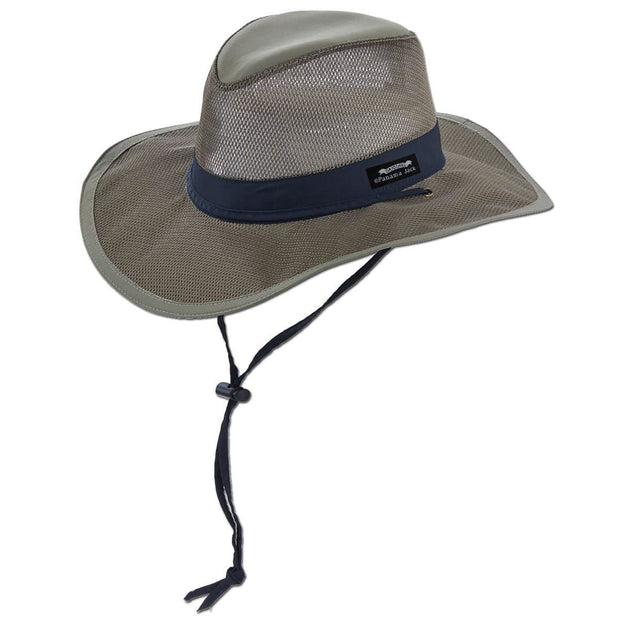 Panama Jack Mesh Crown Safari Sun Hat, 3 Brim, Adjustable Chin Cord, UPF (SPF) 50+ Sun Protection (Charcoal, Medium)