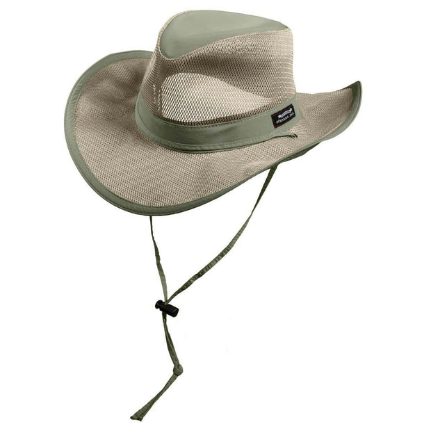 Panama Jack Mesh Crown Safari Sun Hat, 3 Brim, Adjustable Chin Cord, UPF (SPF) 50+ Sun Protection (Khaki, Medium)