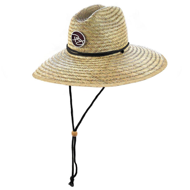 Panama Jack Rush Straw Lifeguard Sun Hat, 4 inch Bound Big Brim, Chin Cord and Toggle with Logo Patch (Brown, Large/X-Large), adult Unisex, Size: One