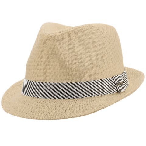 Striped Band Matte Toyo Fedora Hat