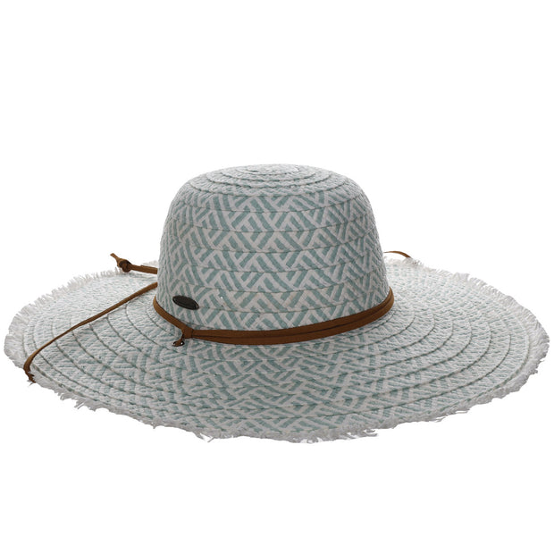 Round Crown Frayed Brim Straw Sun Hat