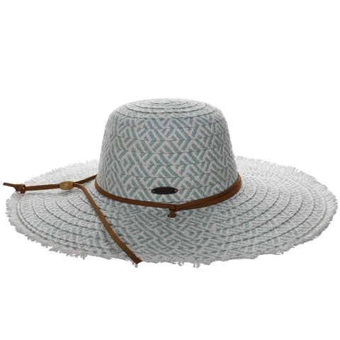 Round Crown Frayed Brim Straw Sun Hat