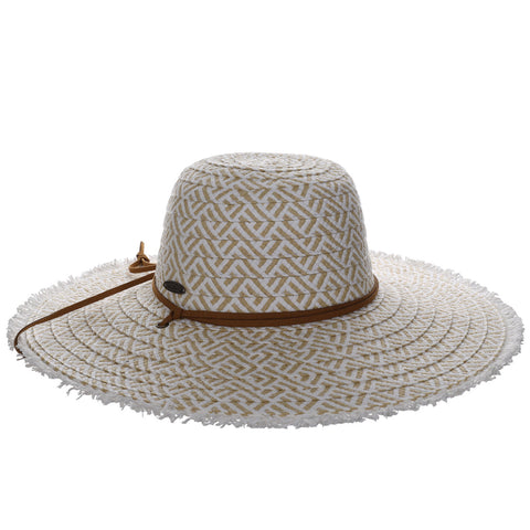 Round Crown Frayed Brim Straw Sun Hat