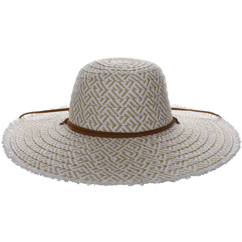 Round Crown Frayed Brim Straw Sun Hat