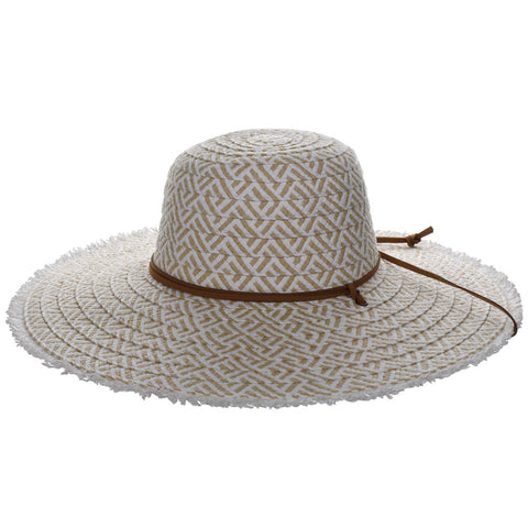 Round Crown Frayed Brim Straw Sun Hat