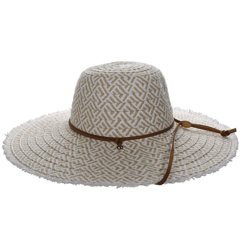 Round Crown Frayed Brim Straw Sun Hat