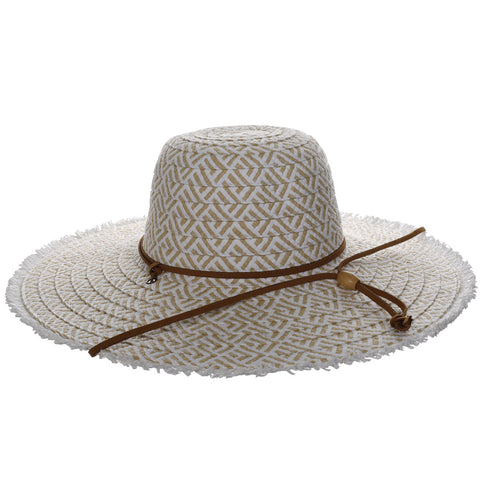 Round Crown Frayed Brim Straw Sun Hat