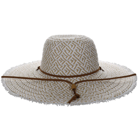 Round Crown Frayed Brim Straw Sun Hat