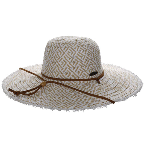 Round Crown Frayed Brim Straw Sun Hat