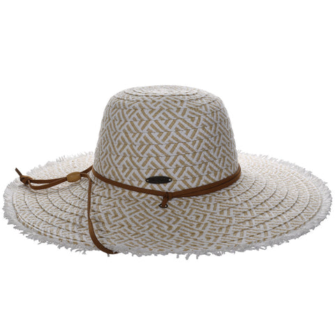 Round Crown Frayed Brim Straw Sun Hat