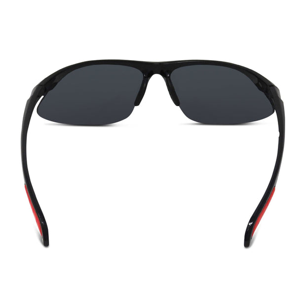 Panama Jack Semi-Rimless Sport Wrap Sunglasses (Black)