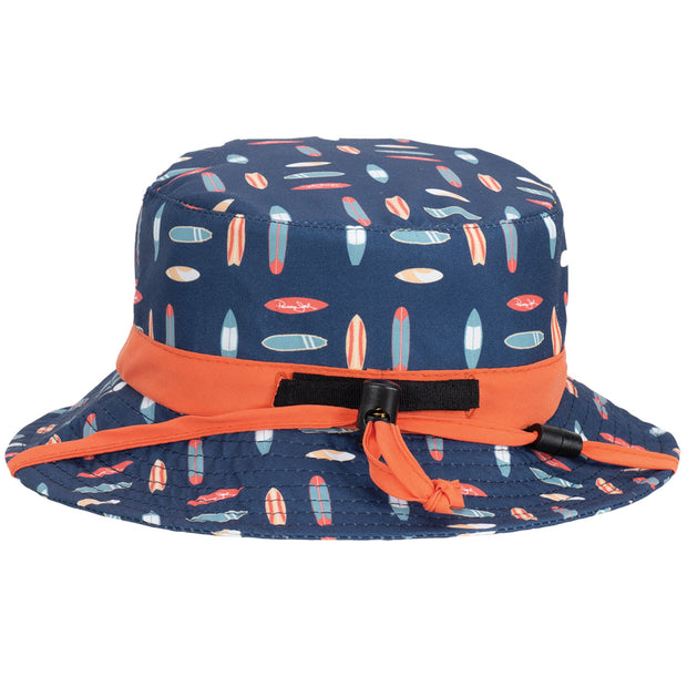 Panama Jack Kids Sun Hat - Surfboard Print Bucket, Quick-Drying, UPF (SPF) 50+ UVA/UVB Sun Protection, 2 Brim (Cream)