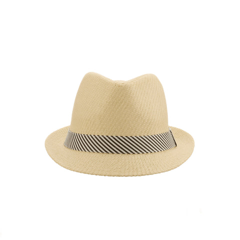 Striped Band Matte Toyo Fedora Hat