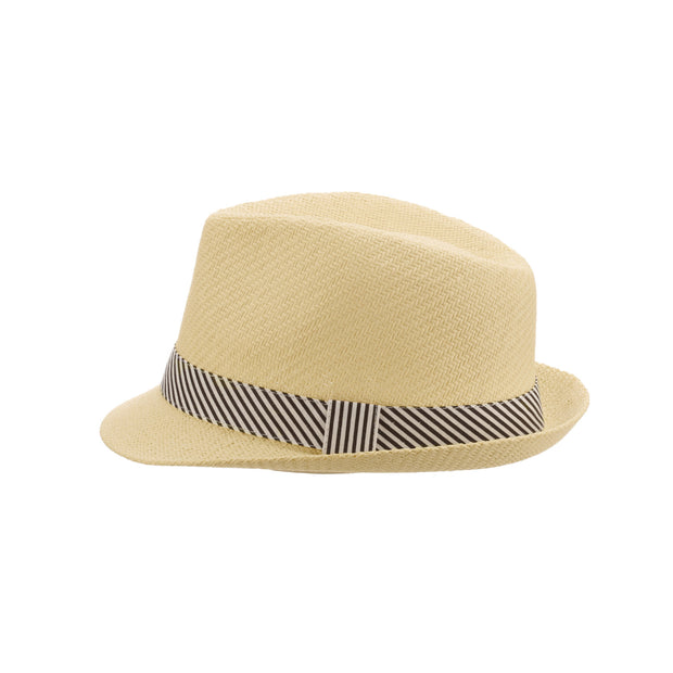 Striped Band Matte Toyo Fedora Hat