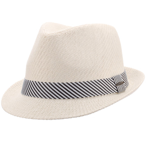 Striped Band Matte Toyo Fedora Hat